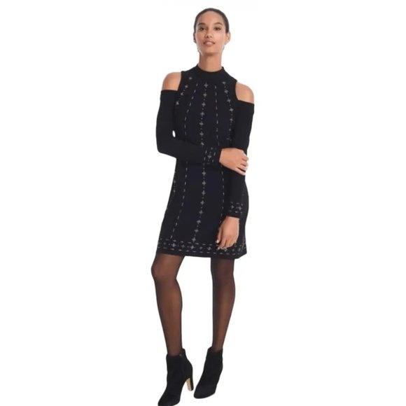 WHBM Dress Womens Small Cold Shoulder Studded Beads Cocktail Sparkle Datenight - Picture 9 of 9